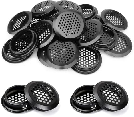 30 Piezas Rejilla de Ventilación Negra Orificio de Ventilación Redondo Malla Redonda del Orificio de Ventilación del Gabinete para Armarios de Cocina, Armario