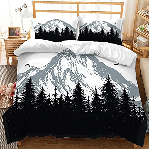 Warm decoration 3D forêt Housse de Couette Ensemble Neige Montagne Hiver thème Roi Reine Taille Housse de Couette pour Enfants garçon Fille Adolescent Ensemble de literie 220 × 240 cm
