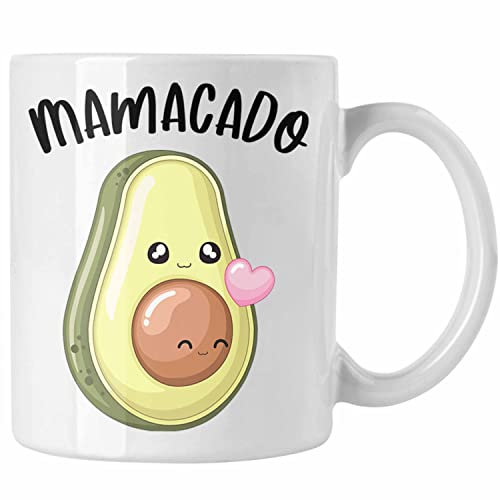 Trendation - Mamacado Tasse Geschenk Werdene Mutter Avocado NIedliche Grafik Schwangerschafts-Verkündung (Weiß)