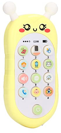 CHICIRIS Babyphone-Spielzeug, Haltbares Plastikbaby-Musiktelefon-tragbares Baby-Handy-Spielzeug Batterie Im Honigbienenstil Nicht Im Lieferumfang Enthalten (Gelb mit Lanyard)