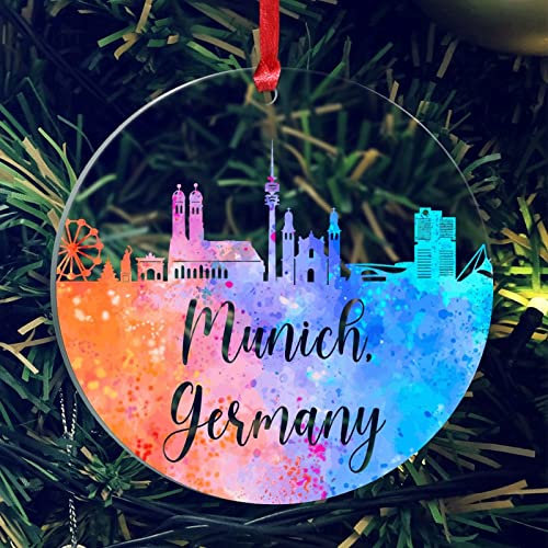 Deutschland München Stadt Silhouette klar rund Acryl Andenken Christbaumschmuck
