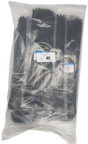 PBP Cable Ties Black, 350mm x 3.6mm, Pack of 1000, 14” Premium Nylon Zip Ties, Multi-Purpose Long Plastic Tie Wraps,Self-Locking, for DIY, Garden, Office, Home and Work
