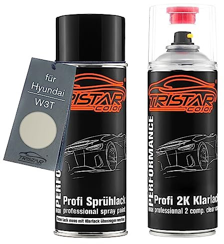 TRISTARcolor Autolack 2K Spraydosen Set für Hyundai W3T Gravity Gold Matte Metallic Basislack 2 Komponenten Klarlack Sprühdose