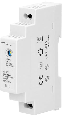 Miratic Transformateur pour Rail DIN 12VDC Alimentation sur rail DIN (1,25A / 15W / 1 module)
