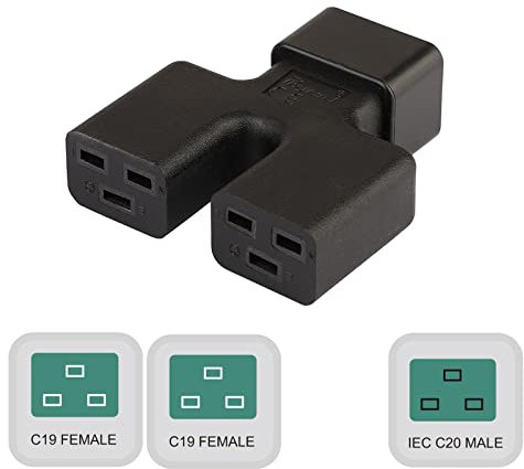 Yisawroy Safety IEC320 C20 Stecker auf 2 x C19 Buchse Power Splitter Adapter C20 Stecker auf 2 x C19 Buchse Power Splitter Adapter Power