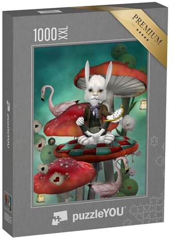 Puzzle 1000 Teile XXL „Illustration, inspiriert von Alice im Wunderland: Hase mit Uhr“ – aus der Puzzle-Kollektion Fabel