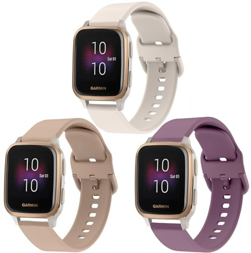 ViCRiOR Cinturini compatibili con Garmin Venu SQ/Venu Sq 2/Venu Smart Watch, in morbido silicone, motivo floreale, non sbiadisce, cinturino di ricambio per Garmin Venu sq Music (confezione da 3