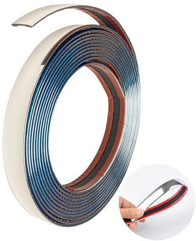 Chrome Bande de Garniture Voiture 25mm*5m Baguette Adhesive Chrome pour Carrosserie Fenêtre Décoration Extérieure (5M, 25mm)