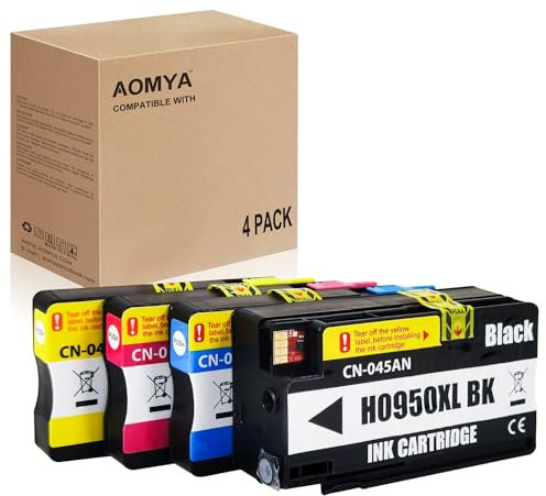 4 Pack Set 950XL 951XL Wiederaufbereitete Tintenpatrone, Ersatz für HP 950 951 Tintenbox Kompatibel mit HP Officejet PRO 8610 8600 8100 8620 8630 8640 8660 8615 8625 251dw 271dw 276dw Drucker:
