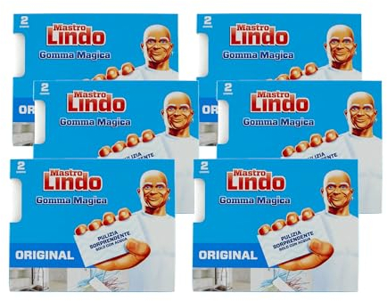 M.Lindo Gomma Magica, Spugnetta a Tre Strati, Capace di Cancellare ed Eliminare Qualsiasi Macchia da Muri e Superfici, Confezione da 2 (6 Confezioni)