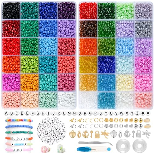 HOLDLEAF 4mm Perlen für Armbänder,Armband Perlen Set,Armbänder Selber Machen mit Glasperlen,Perlen zum Auffädeln mit 300 Buchstabenperlen,Beads for Jewellery Making für DIY Armband Ohrringe