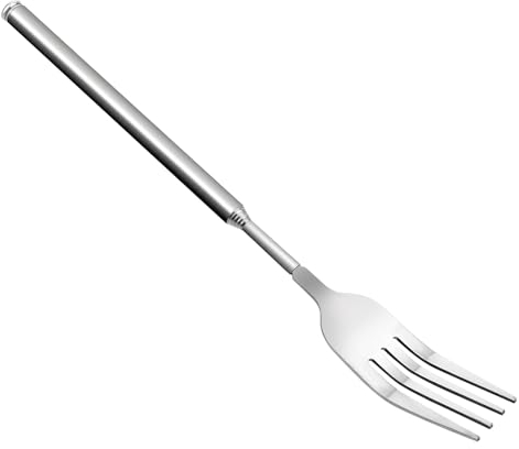 salbsever Tenedor telescópico retráctil de acero inoxidable, tenedor extensible de 63 cm de largo, tenedor extensible para cena, fruta, postre, tenedor extensible para barbacoa, tostado, cena, 8.7 ~