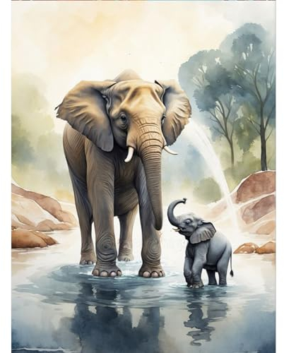 TOSTOG Elefant Diamond Painting,5D Diamant Painting Kits Bilder für Erwachsene,DIY Diamant Malerei Diamond Painting Bilder Set 30x40cm für Wanddekor