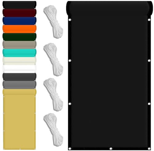 Sun Segel Sonnensegel 90 x 550 cm Wasserdicht Rechteckig Sonnensegel Quadrat Uv-Schutz-Polyestergewebe mit Seil Beschattungsnetz für Pool Schwimmbad Und Gewächshaus, Schwarz
