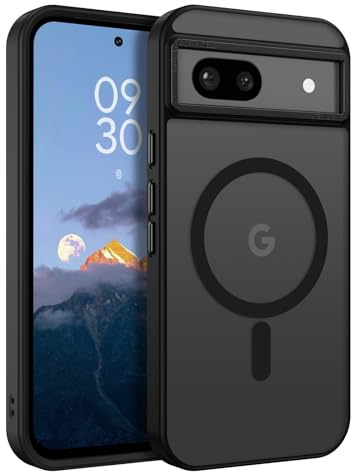 GUAGUA Magnetic for Google Pixel 8a Case, Black | Compatible with MagSafe, Military Grade Protection, Translucent Matte Back, Slim Anti-Scratch Anti-Fingerprint Cover