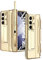 NINKI Coque pour Samsung Galaxy Z Fold 3 avec S Pen & S Porte-Stylo & Béquille,Charnière Magnétique Clair Protecteur d'écran Coque Galaxy Z Fold 3,Coque Z Fold 3 avec Chargement sans Fil,Champagne Or