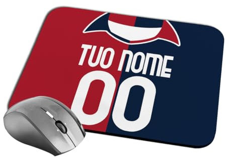 quickgadget Idea Regalo Tappetino Mouse Pad per Tifoso Cagliari 02 - Personalizzato con Nome e Numero - Perfetto per Ufficio e Gaming