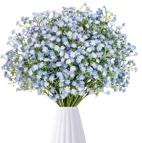 Gypsophila Essiccata, 6 Pezzi di Fiori Artificiali Come Veri Fiori Decorativi Blu Gypsophila Artificiale Bouquet di Fiori Realistici Finta per Bomboniere Decorazioni