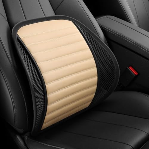MHOZLHY Auto RückenKissen für VW Phaeton 5seats 2007-2016,Mesh Lendenkissen Stützkissen Autositz Lordosenstütze Rückenstütze Lendenwirbelstütze Lendenwirbelkissen Stuhl Zubehör,Beige