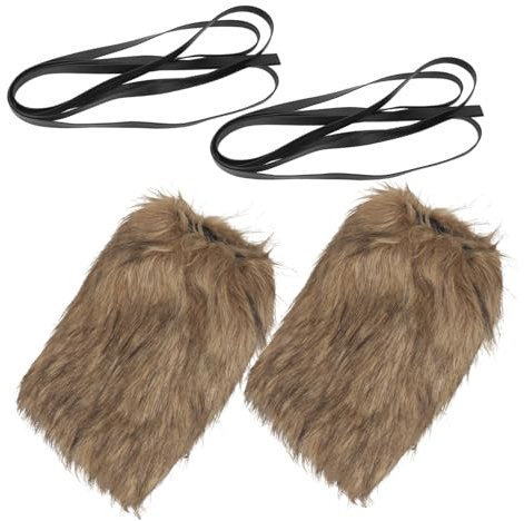 OFFSCH 1 Set Viking Cosplay Fur Boot Covers Faux Fur Wrist Cuffs Furry Boot Covers Fur Leg Warp Halloween Leg Warmers Medieval Arm Wrap