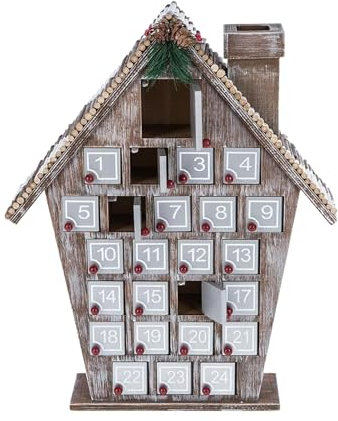 Holzhaus Adventskalender, 24 Tage Countdown-Kalender, Weihnachts-Adventskalender mit Schubladen, Countdown-Kalender für Weihnachten, Weihnachts-Countdown-Kalender