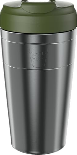 KeepCup Commuter Travel Mug - Insulated Stainless Steel Reusable Coffee Cup with Spillproof Flip Lid - 16oz/454ml - Pine