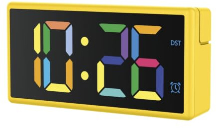 Hama Digitaler Wecker Ibiza, Multicolor-Display, mit USB-Ladefunktion, Gelb