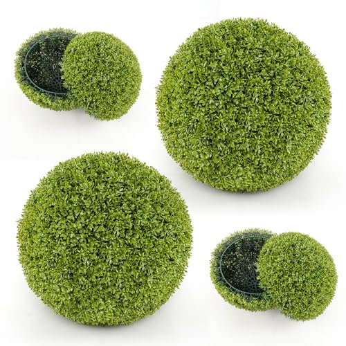 COSTWAY Set di 2 Sfere Topiarie in Bosso Artificiale da 39/50 cm, Sfere Topiarie Protettive dal Sole, Piante Finte Decorative per Giardino, Ingresso, Balcone e Cortile (Diametro 39 cm)