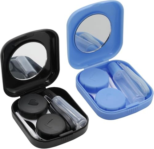 2 recipientes para lentes de contacto, accesorios para lentes de contacto, recipiente portátil para lentillas, estuche para lentes de contacto, juego de viaje, con pinzas y lentes de contacto, para el