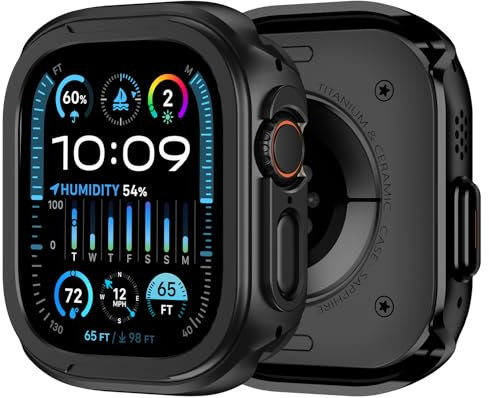 ZZDZZ 2 in 1 Aggiornamento Metallo Cover Compatibile con Apple Watch Ultra 2/Ultra 49mm con Retro Copertina, Custodia Robusto Paraurti Protettiva per iWatch 49 (Nero)