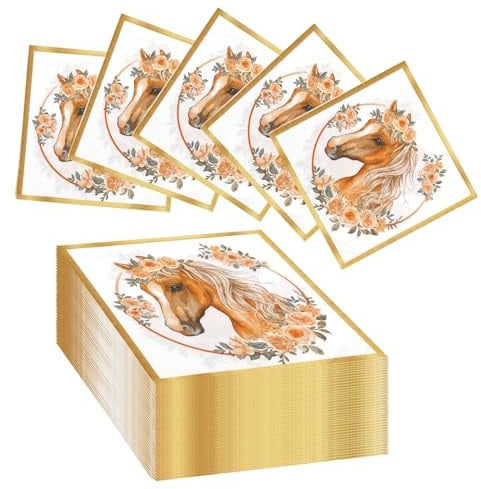 40 Stück Pferde Servietten, Pferde Deko Geburtstag Mädchen PferdeGeburtstagsdeko Party Pferdegeburtstag Deko Servietten Kindergeburtstag Geburtstag Kinder Pferdeparty Mädchen
