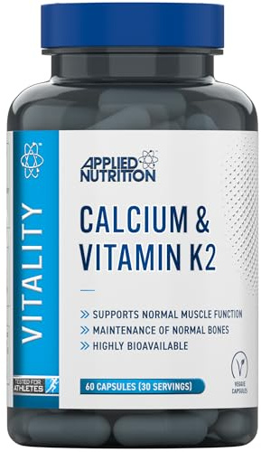 Applied Nutrition – Calcium & Vitamin K2 – Dual Action Formula – Best Bone Support – Best Muscle Function – High Absorption & Bioavailability – (60 Capsules – 30 Servings)