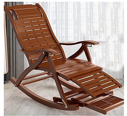 Klappbarer Schaukelstuhl aus Holz für den Außenbereich – Bequemer Gartensessel mit Schwerelosigkeit, gepolsterten Sitzen und agefunktion – Ideal für Terrasse, Veranda, Deck, Garten und Balkon