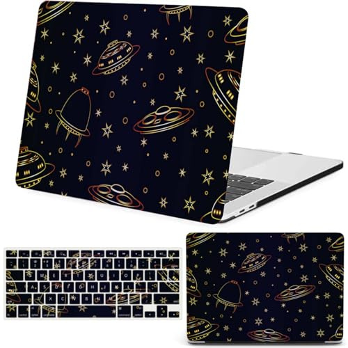 FFBOFFC Hülle für MacBook Air 13 Zoll 2020 2019 2018 Modell A2337 A2179 A1932 M1 Chip mit Retina Display & Touch ID, Lustig Plastik Hartschale & Laptop Tastaturdeckel, Alien Space