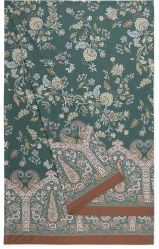Bassetti Indian Roses Foulard aus 100% Baumwolle in der Farbe Grün V1, Maße: 270x270 cm - 9333361