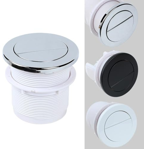 CashMuch Air Operated Dual Flush Toilet Push Button Chrome ABS Round Design for Modern Concealed Cisterns Silver White Black Gold Options