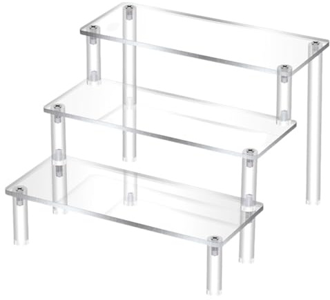 Ikruidy Espositore Acrilico 3 livelli Trasparente Alzata di Display 30*8cm Espositori Plexiglass Acrilico Spesso 4 mm con Cacciavite e Viti per Artigianato Cupcake Buffet Modello di Dessert