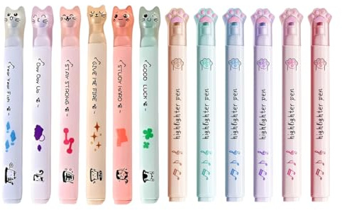 KRFWGUU Lot De 12 Surligneurs Mini Pattes De Chat Gadgets Anniversaire Enfants Cadeau