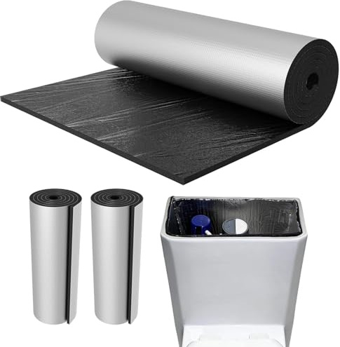 Lot de 2 Doublure d'isolation pour réservoir de toilette, 100×40cm isolation de réservoir de toilettes avec feuille d'aluminium auto-adhésive pour baignoire, douche, évier, salle de bain, cuisine
