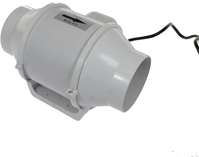 HVAC Spares 100 mm / 4 inch Inline Mixed Flow Duct Fan, Extractor Fan, 2 speed, 170 m³/h, Enclosed Electric Fan Ventilation for Kitchen Bathroom Shower Grow Room Hydroponic Systems