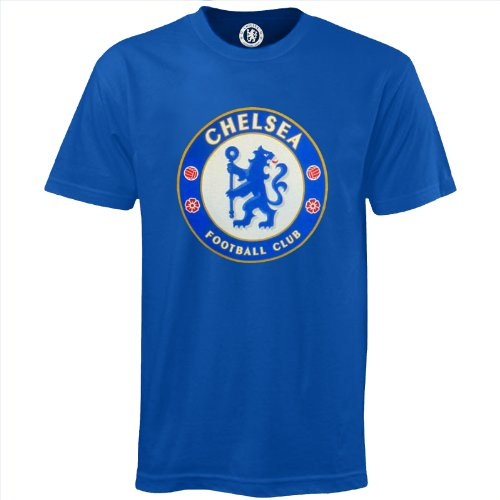 FC Chelsea Herren T-Shirt mit originalem Fußball-Wappen - Geschenkartikel - Königsblau - L