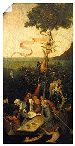 ARTLAND Wanddeko Poster & Kunstdrucke Wandposter 50x100 cm Boot Menschen Narr Essen Wein Völlerei Party Das Narrenschiff Manierismus Hieronymus Bosch T8AX