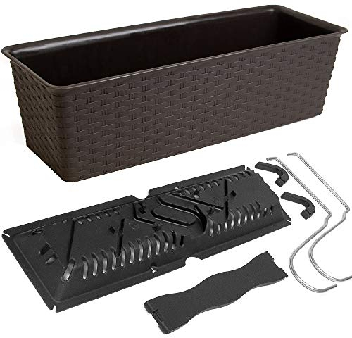 Deuba Fioriera 49x16x17,5 cm 6 Litri Vasi da Ringhiera Autoinnaffiante Cassetta Portafiori da Balcone Portavasi da Esterno