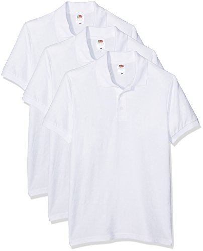 Fruit of the Loom Men's 65/35 Polo Shirt, White, XL UK