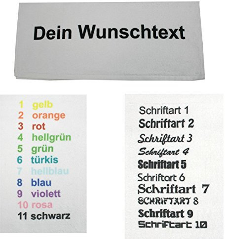 S.B.J - Sportland Microfaser Handtuch Weiss mit Namen oder Wunschtext Bedruckt, 50 x 100 cm