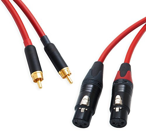 Pseudo Balanced RCA Phono to Female XLR Lead (PAIR). Van Damme & Neutrik Cable (8m, Red)