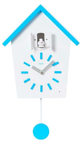Cuco Clock Kuckucksuhr BAUERNHAUS, 28,3 × 22,8 × 10,4cm Pendeluhr Wanduhr, Moderne Schwarzwalduhr mit Nachtruhefunktion, Vogelgezwitscher, Vogelstimme