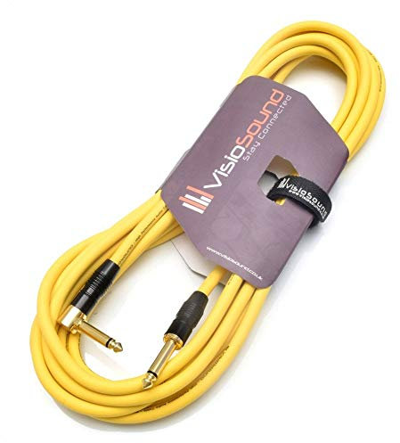 VisioSound Premium Guitar Bass Lead 6.35mm 1/4 Angled Jack/Pro Noiseless Instrument Cable (Yellow, 6m)