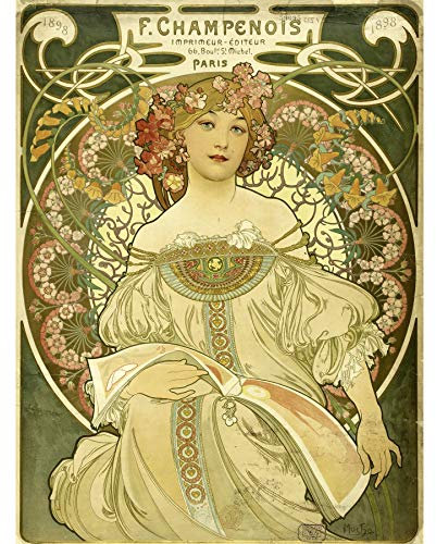 Mucha Champenois Drucker-Nouveau-Werbung, extra groß, Wandbild auf Leinwand