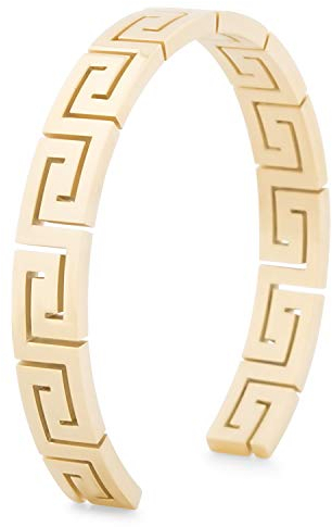 Akitsune Argius Mäander Armreif | Griechisch Antik Armschmuck Frauen Herren Edelstahl Armband Cuff - Gold 65mm